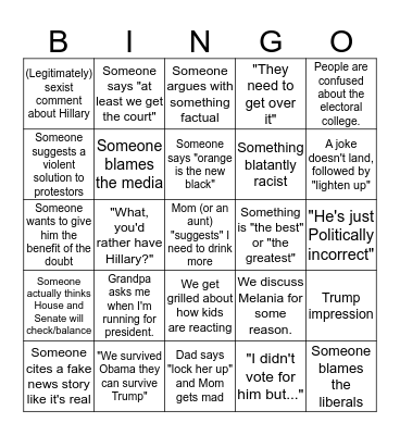 Thanksgiving. It's the Worst. Bingo Card