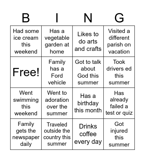 Team Leader Bingo Card