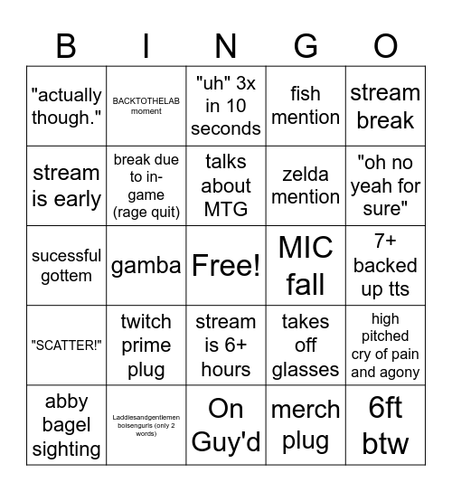 Pointcrow Bingo Card