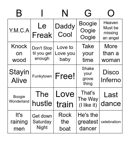 Disco Bingo Card