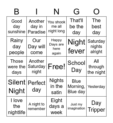 Night and Day Bingo Card