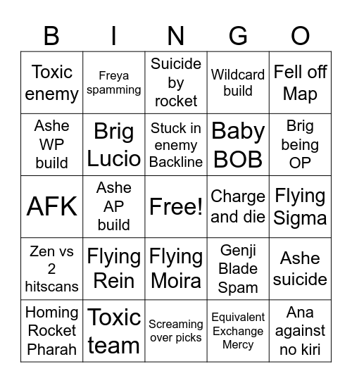 Stadium Bingo Card