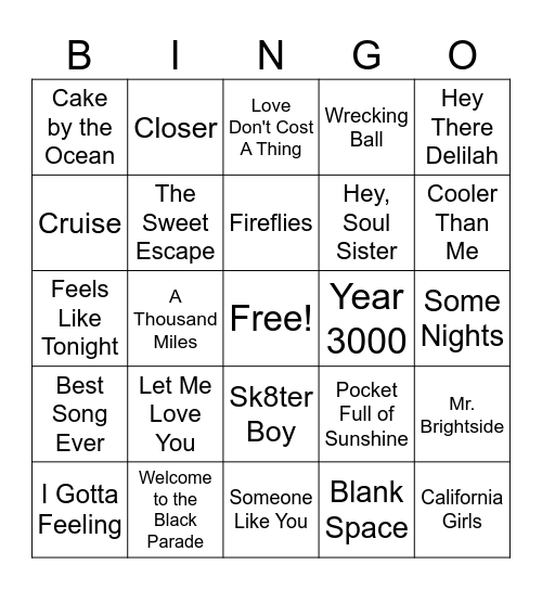 2000s/2010s Bingo Card