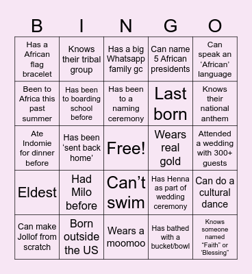 PASA BINGO Card