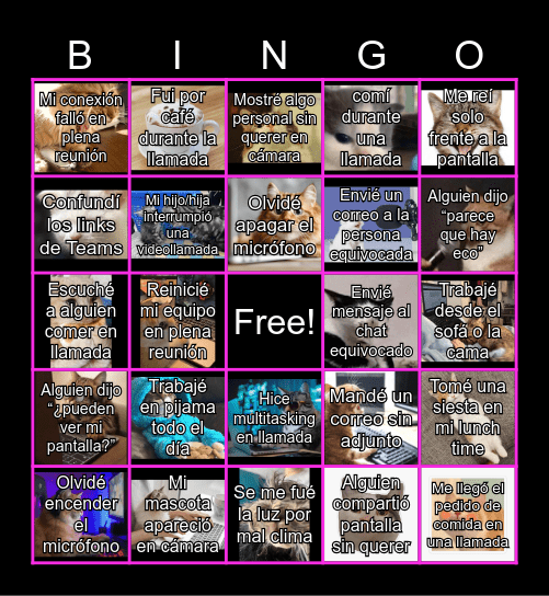 Bingo del Home Office Bingo Card