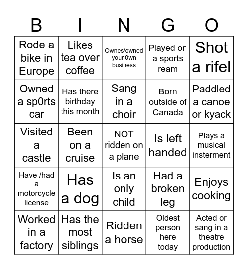 Bethel corn roast Bingo Card