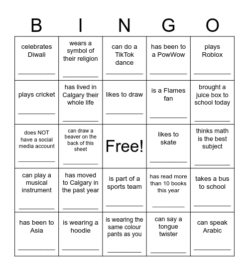 BAZ BINGO: Find someone who... Bingo Card