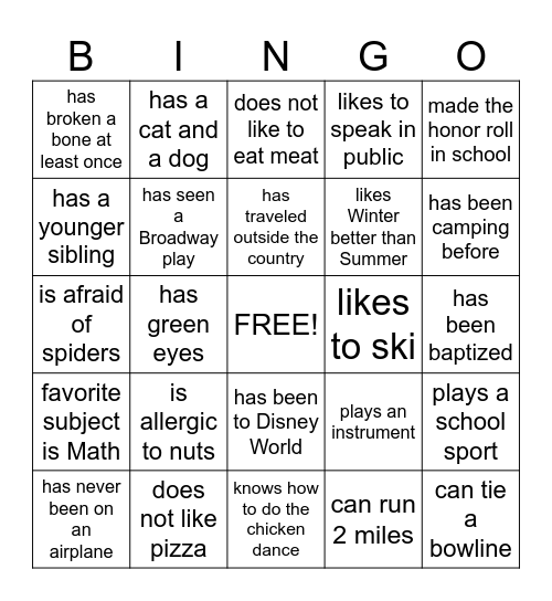 Youth Group Bingo! Bingo Card