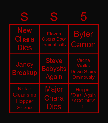 Stranger Things S5 Bingo !!! Bingo Card