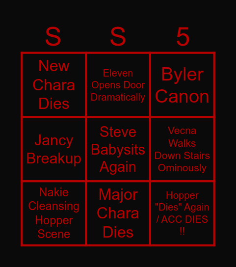 Stranger Things S5 Bingo !!! Bingo Card