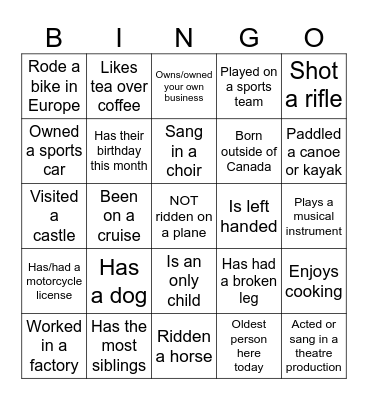 Bethel Corn Roast Bingo Card