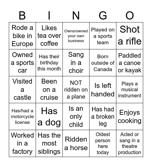Bethel Corn Roast Bingo Card