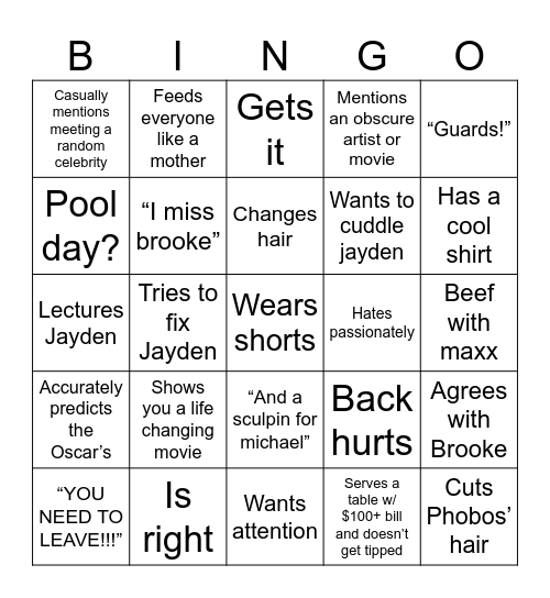 Joey Bingo Card