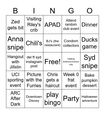 BINGO Fall 25 Bingo Card