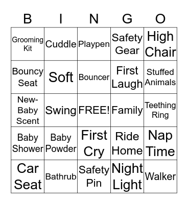 Baby Shower Bingo Card