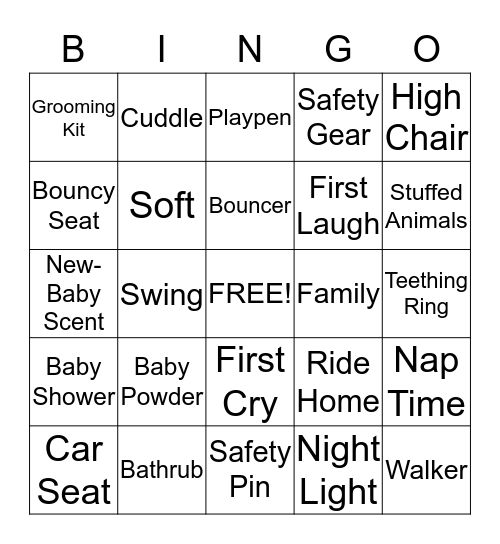 Baby Shower Bingo Card