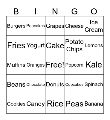 So You Think You Can Eat Bingo Card