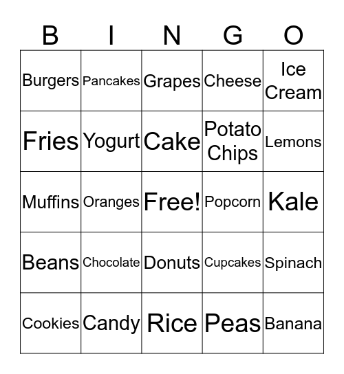 So You Think You Can Eat Bingo Card