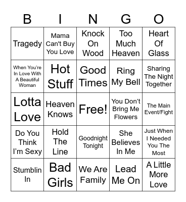 Billboard Hits of 1979 Bingo Card