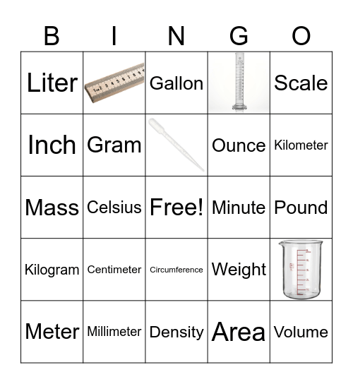 Measurement Bingo Card