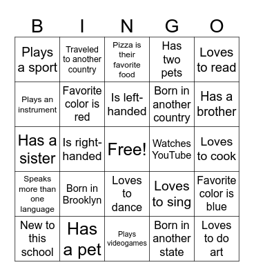Welcome! Bingo Card