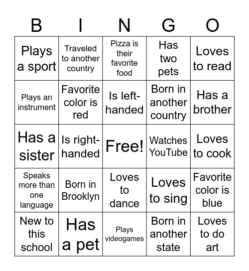 Welcome! Bingo Card