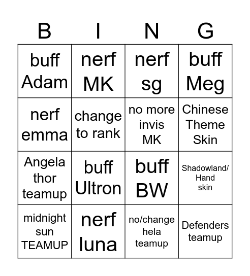 Untitled Bingo Card