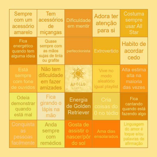 Child Of Apollo Bingo! Bingo Card