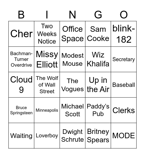 Labor Day Bingo Card