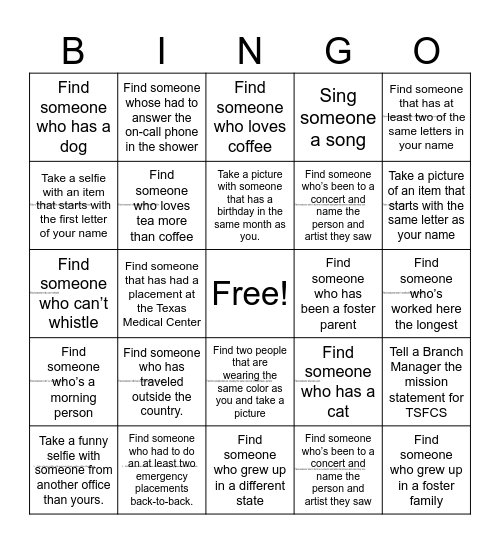 Case Manager Bingo Card