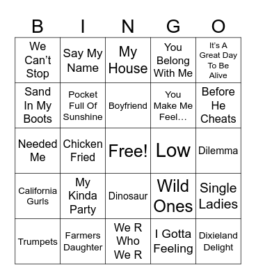 Mariah’s Magical Playlist Bingo Card