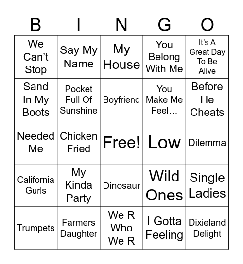 Mariah’s Magical Playlist Bingo Card
