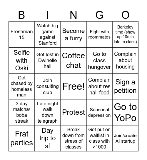 Berkeley Bingo Card