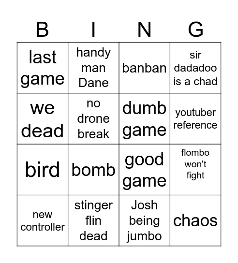 banban 8 bingo card Bingo Card