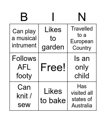 PSQ Team 3 Bingo! Bingo Card