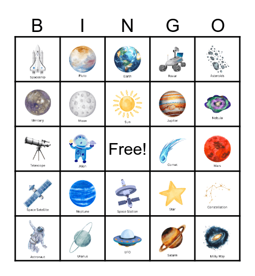 Space Bingo Card