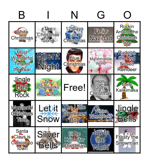 Holiday Songs Bingo Card