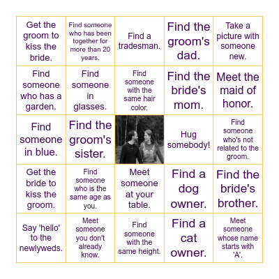 A + J Katsur Wedding Bingo Card
