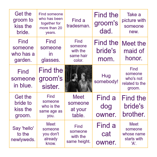 A + J Katsur Wedding Bingo Card
