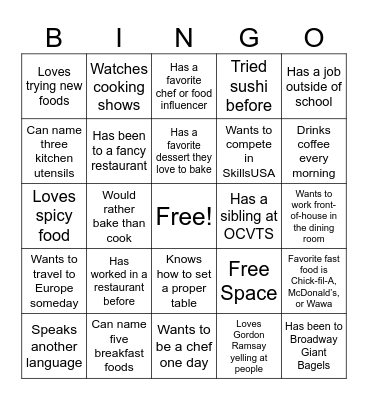 Classmate Bingo Card