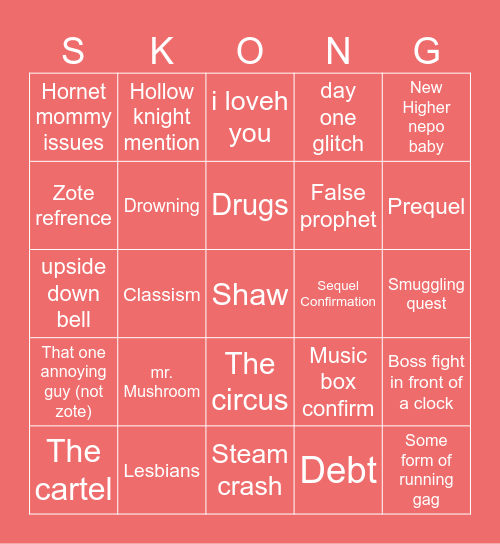 Skong Hitlist Bingo Card