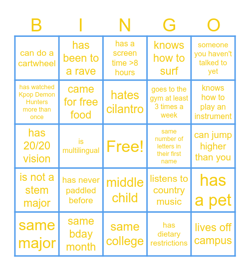 BONFIRE BINGO Card