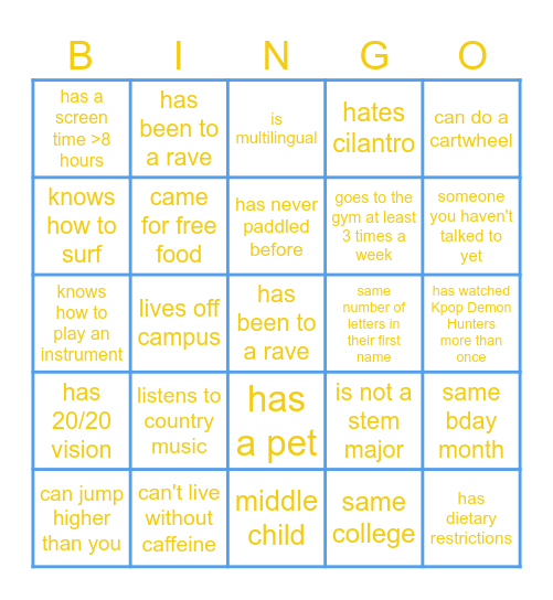 BONFIRE BINGO Card
