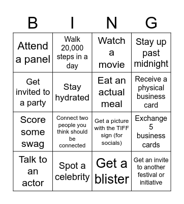 TIFF 🐍 Bingo Card