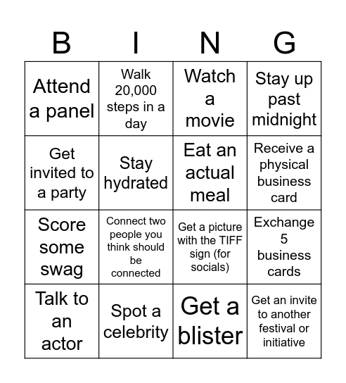 TIFF 🐍 Bingo Card