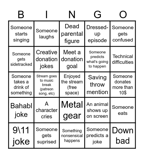 Save data bingo Card