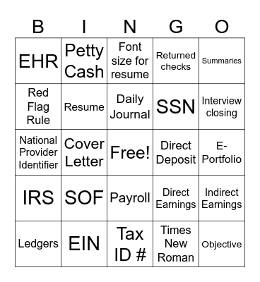 AHS-1520 wks 4&5 ch.9-10 review Bingo Card