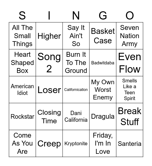 alternative-rock-singo-bingo-card