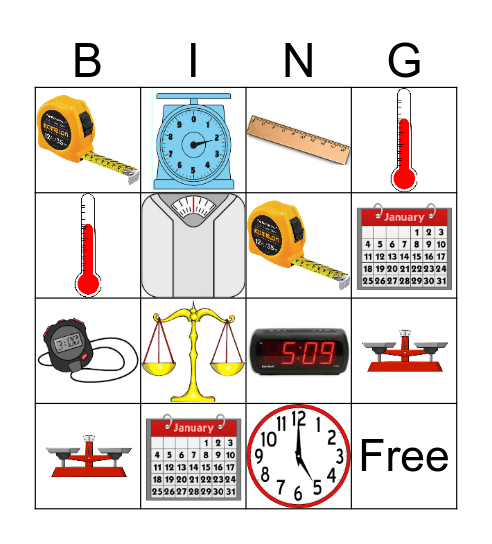 Measurement Tools Bingo Card