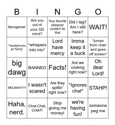 Ayejohnsons Live stream Bingo Card